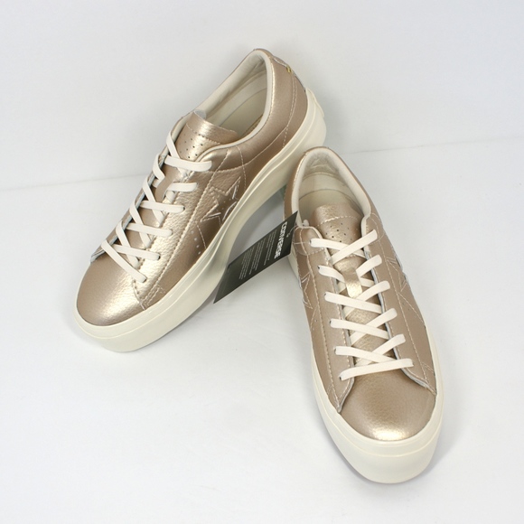 NEW! Converse One Star PLATFORM Sneakers Gold - Picture 6 of 6